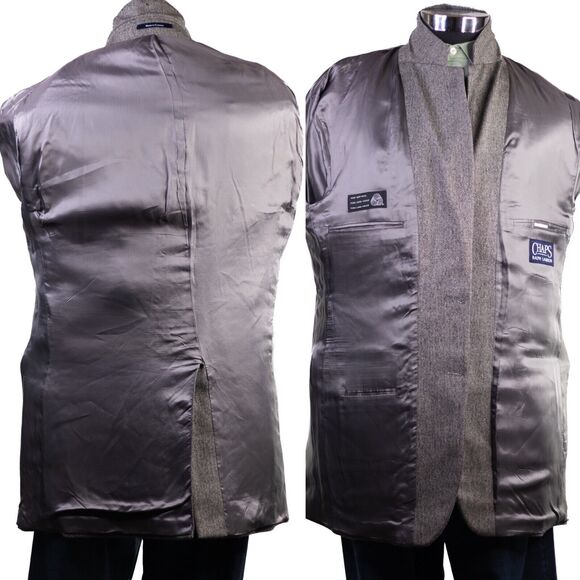 Chaps Ralph Lauren Mens 42 Beige Lambswool herringbone Blazer Coat Suit Jacket - Picture 9 of 12